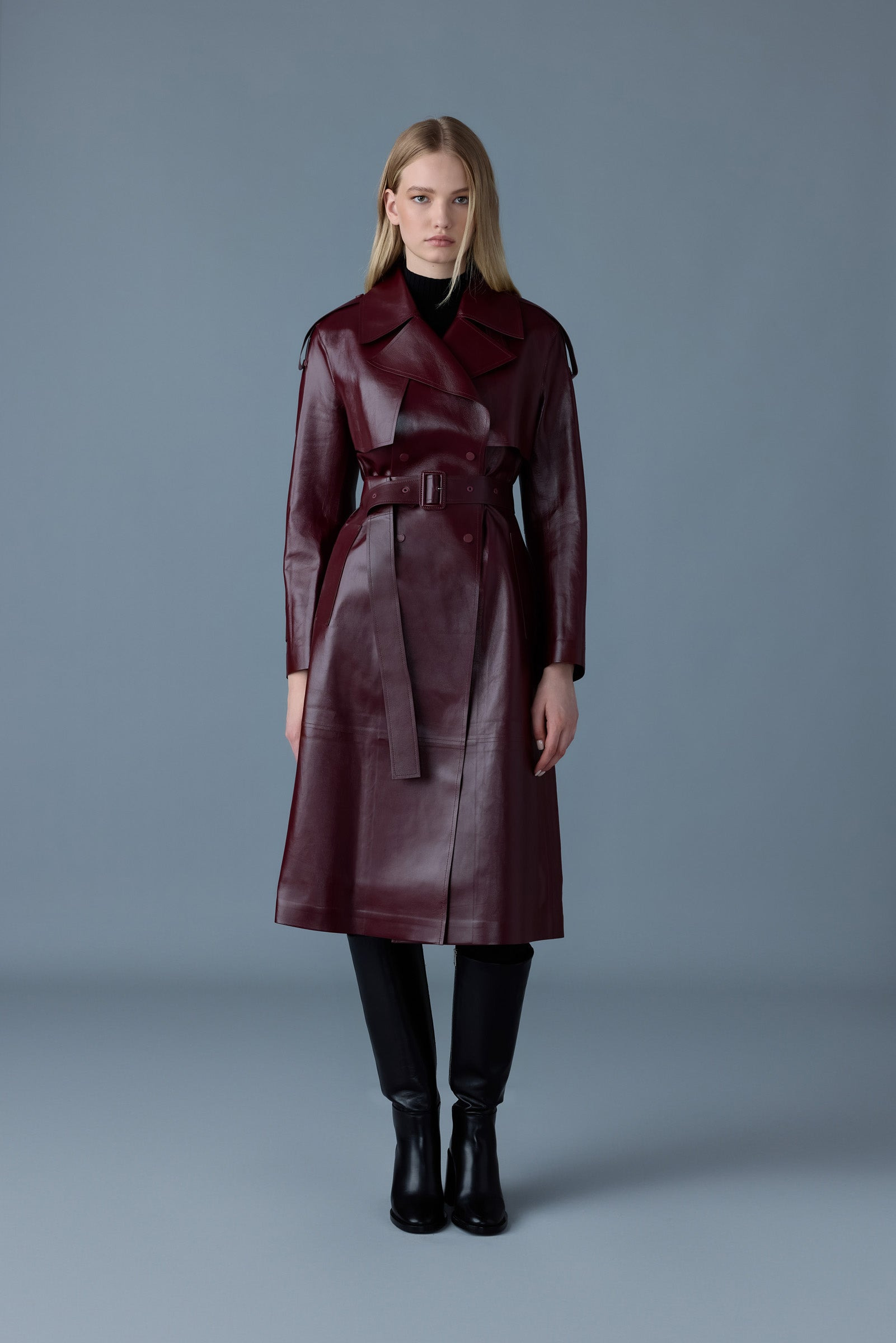 CARMELA Leather Trench with Belt - 2