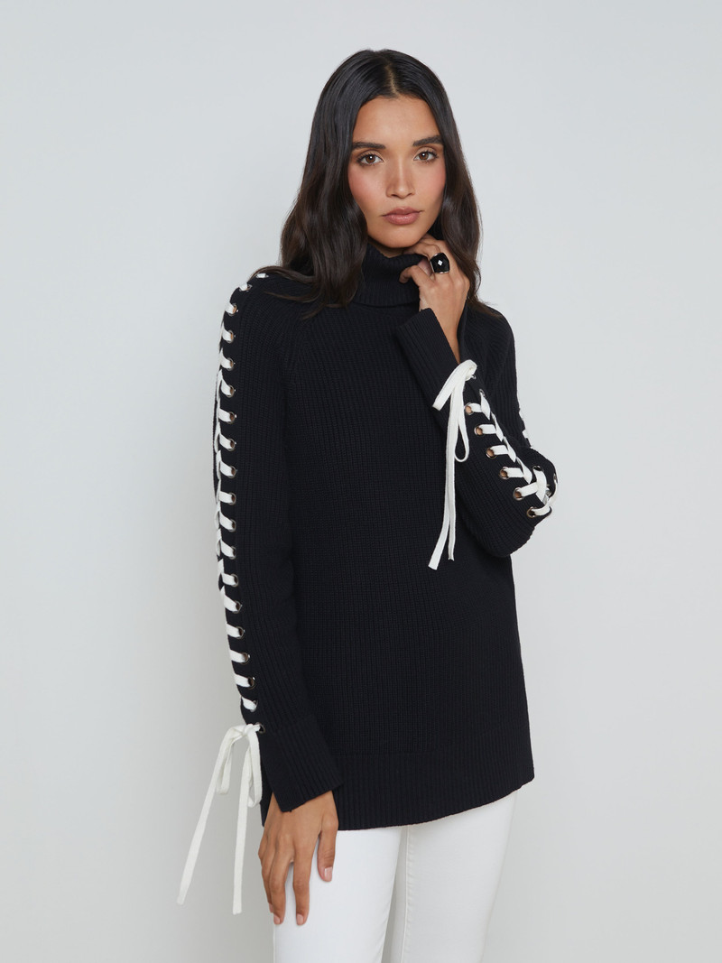 L'AGENCE Nola Lace-Up Turtleneck outlook