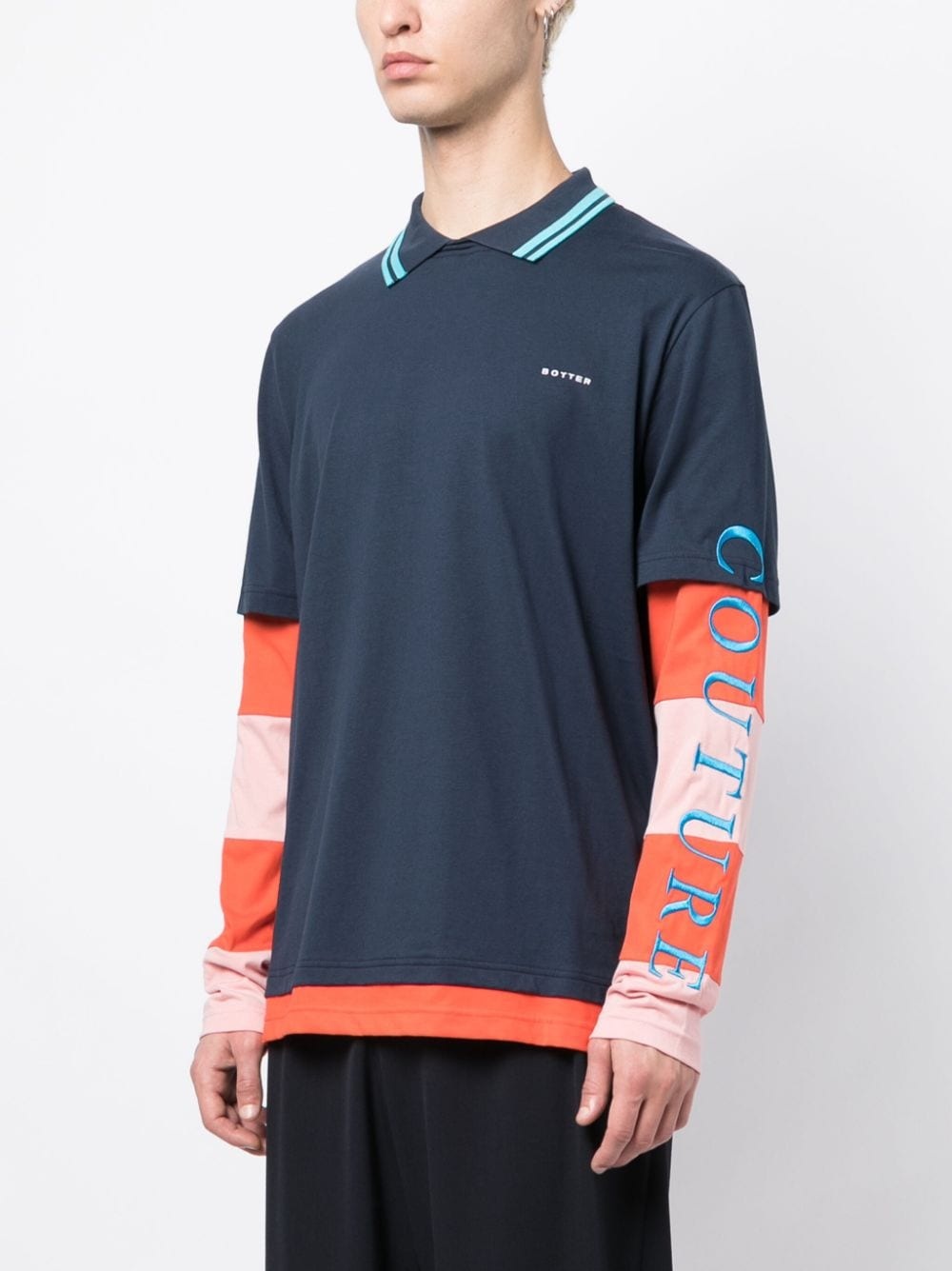 layered-effect logo-embroidered T-shirt - 3