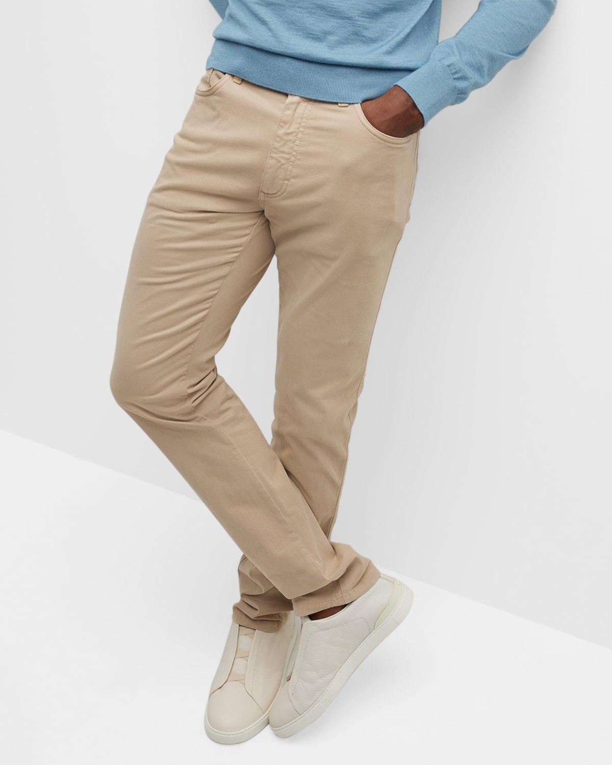 Men's Brushed Cotton 5-Pocket Trousers - 5