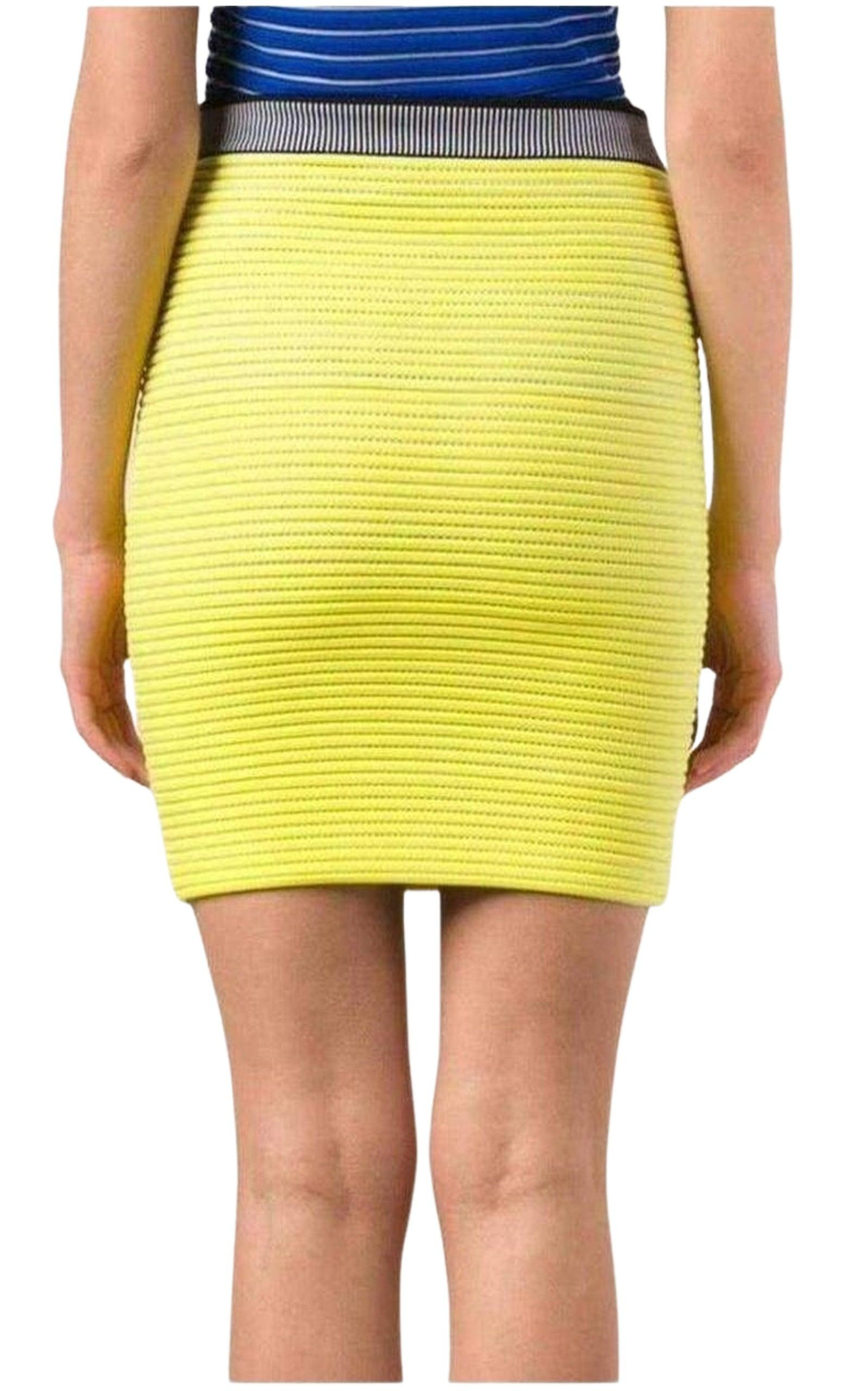 Neon-Yellow Cycling Pencil Skirt - 4