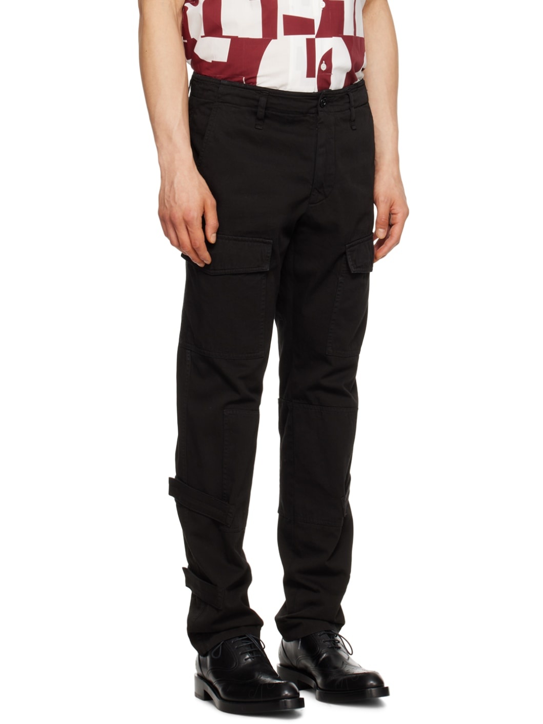 Black Velcro Tab Cargo Pants - 2