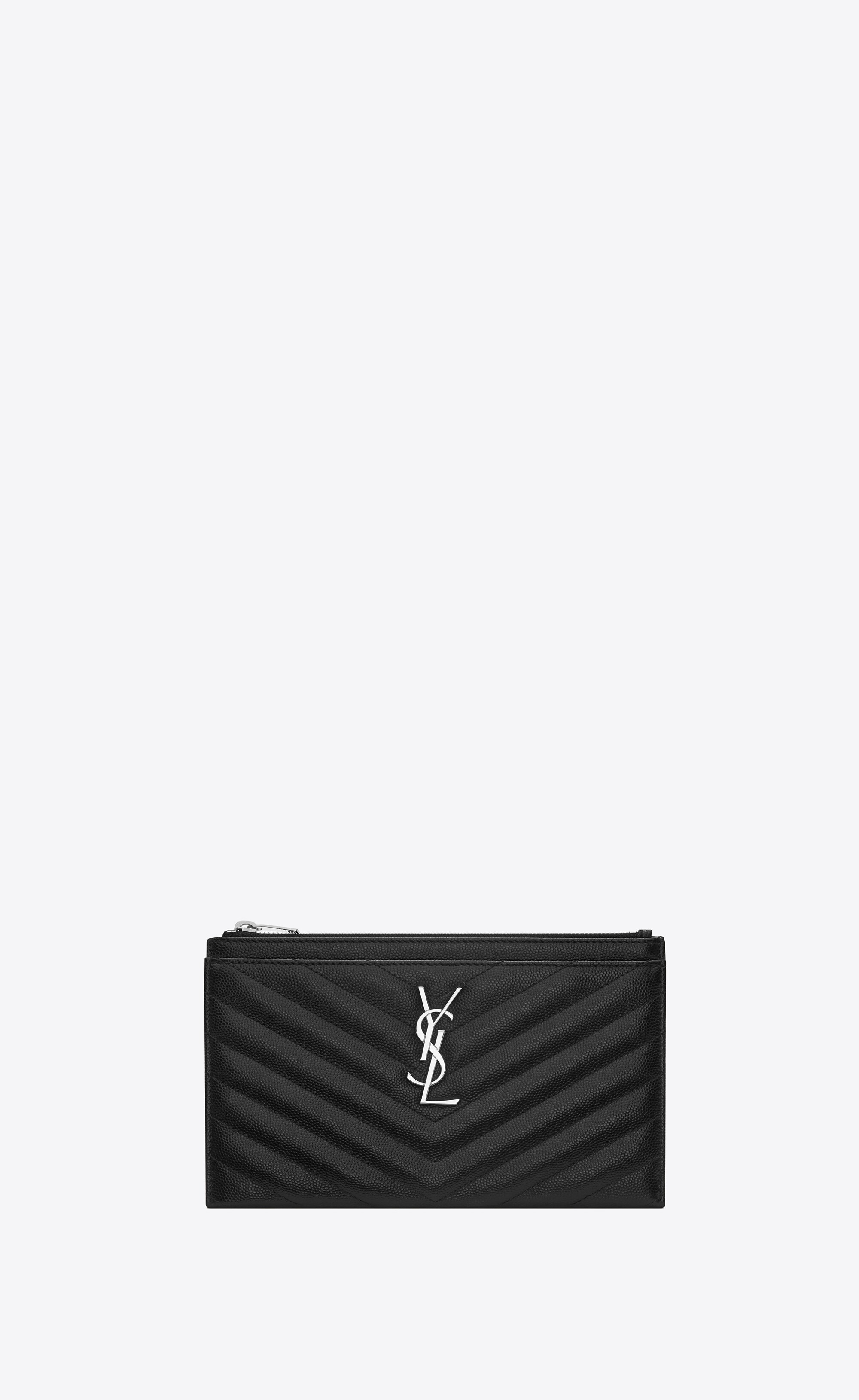 cassandre saint laurent matelassé bill pouch in grain de poudre embossed leather - 1