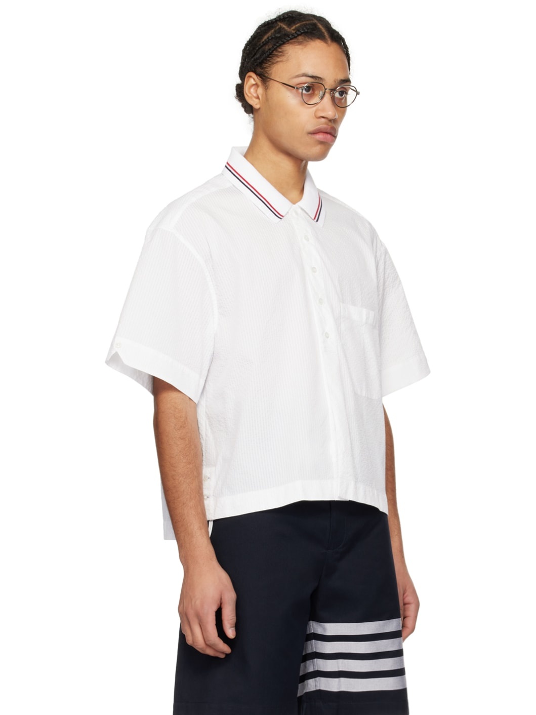 White Button Placket Shirt - 4