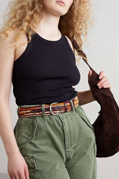 Isabel Marant Zaf leather-trimmed raffia belt outlook