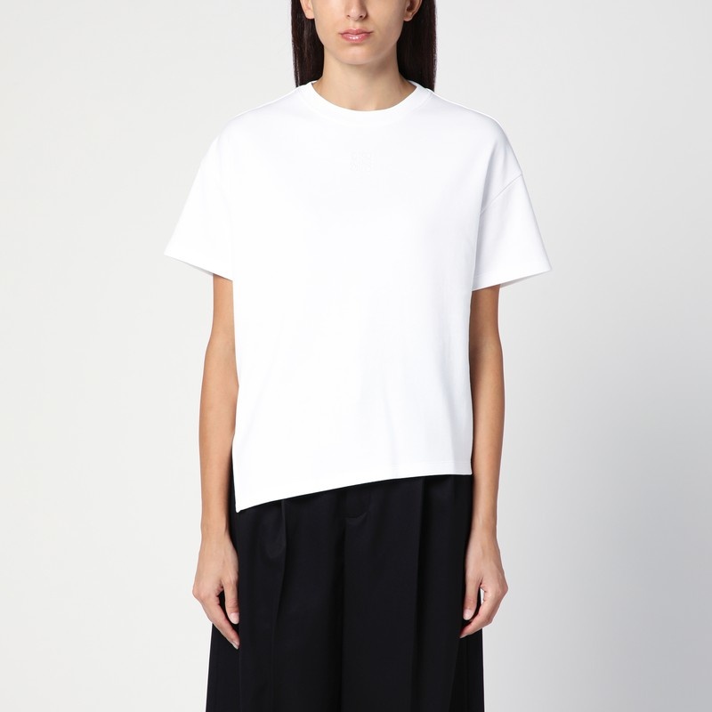 White asymmetrical cotton-blend T-shirt - 1