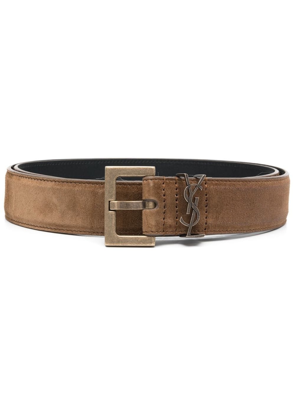 logo-plaque leather belt - 1