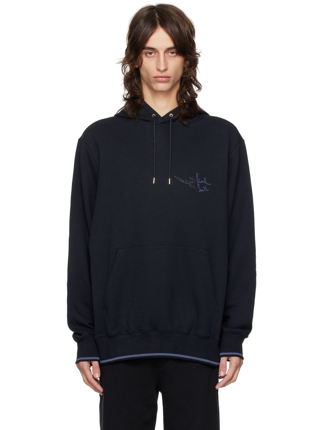 Navy Embroidered Logo Hoodie - 1