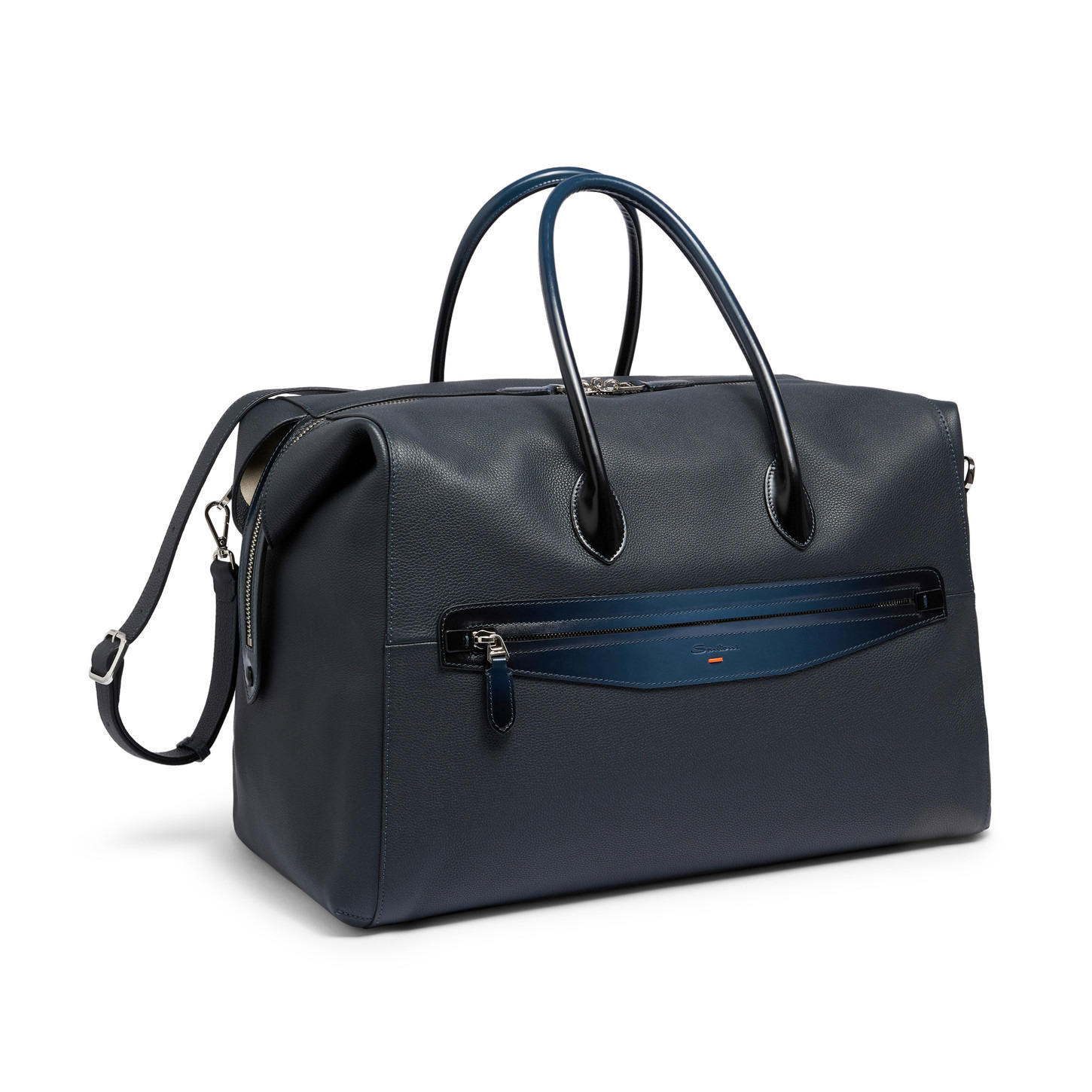 Blue tumbled leather weekend bag - 2