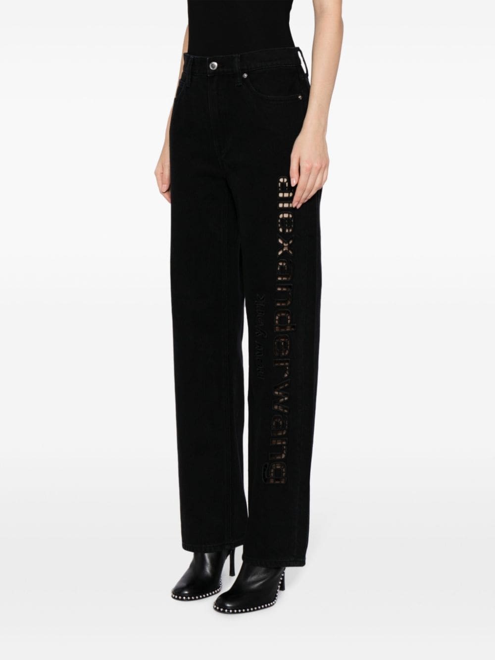 EZ embroidered straight-leg trousers - 3