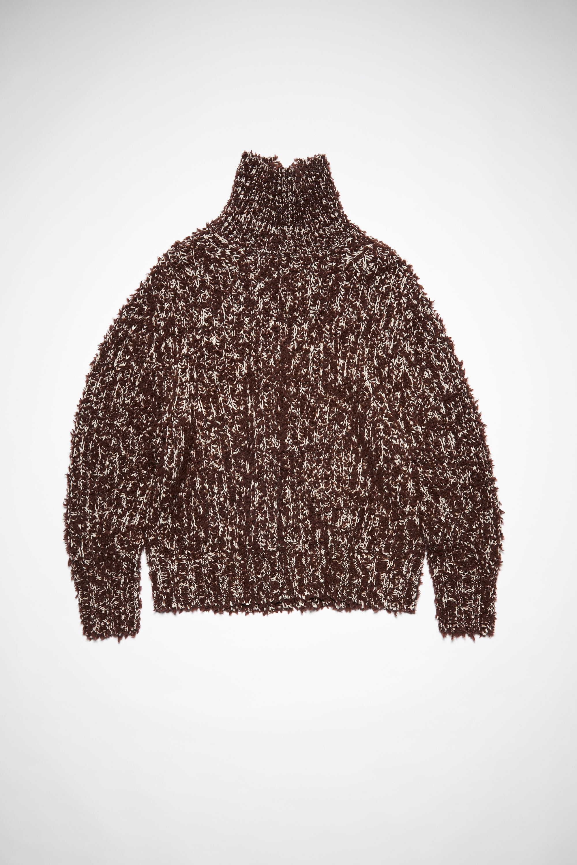 High neck tufted wool jumper - Chocolate brown - 1