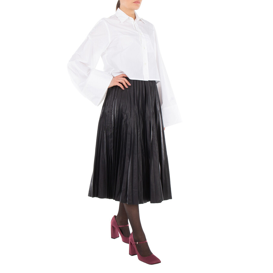 MM6 Black Pleated Midi Skirt - 5