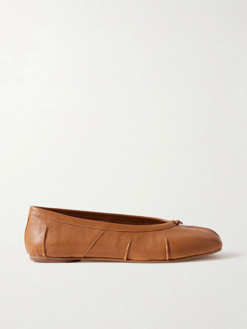 Tabi split-toe leather ballet flats Tan - 1