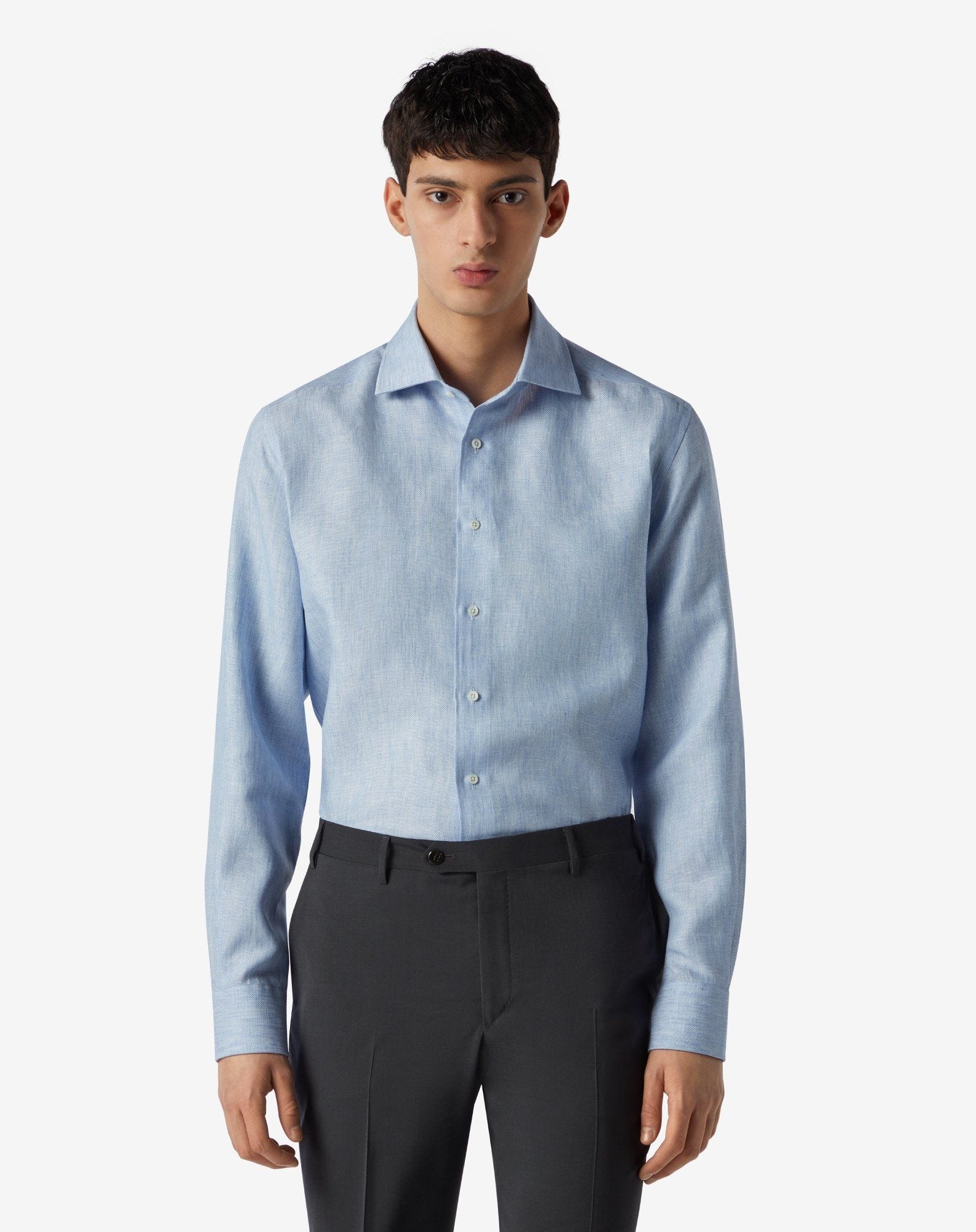 Light blue pure linen shirt - 2