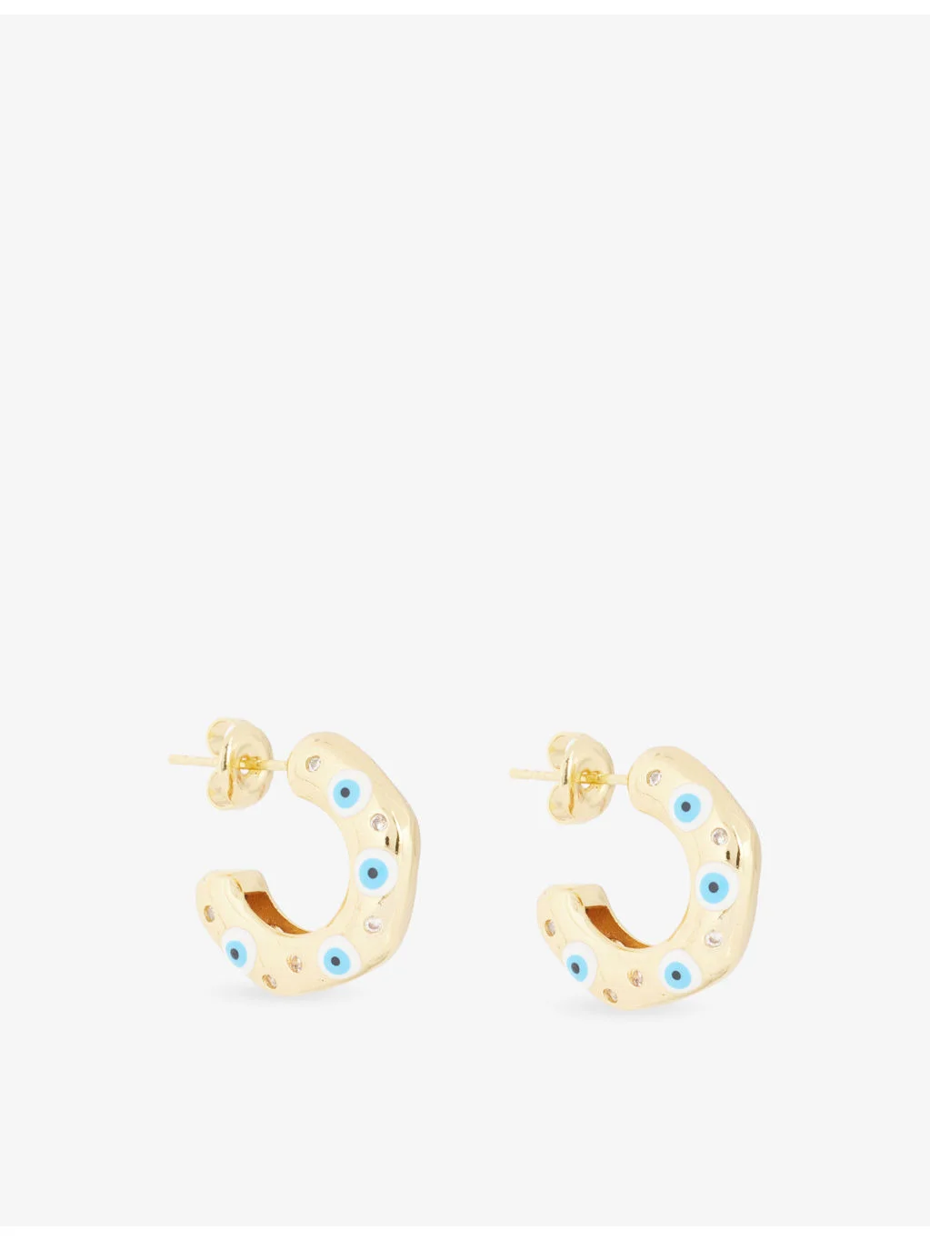 No Envy Evil Eye 18ct Yellow-Gold Plated Brass And Enamel Hoops - 1