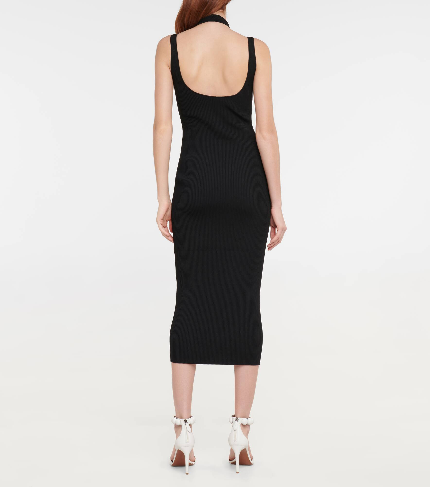 Halterneck ribbed midi dress - 3