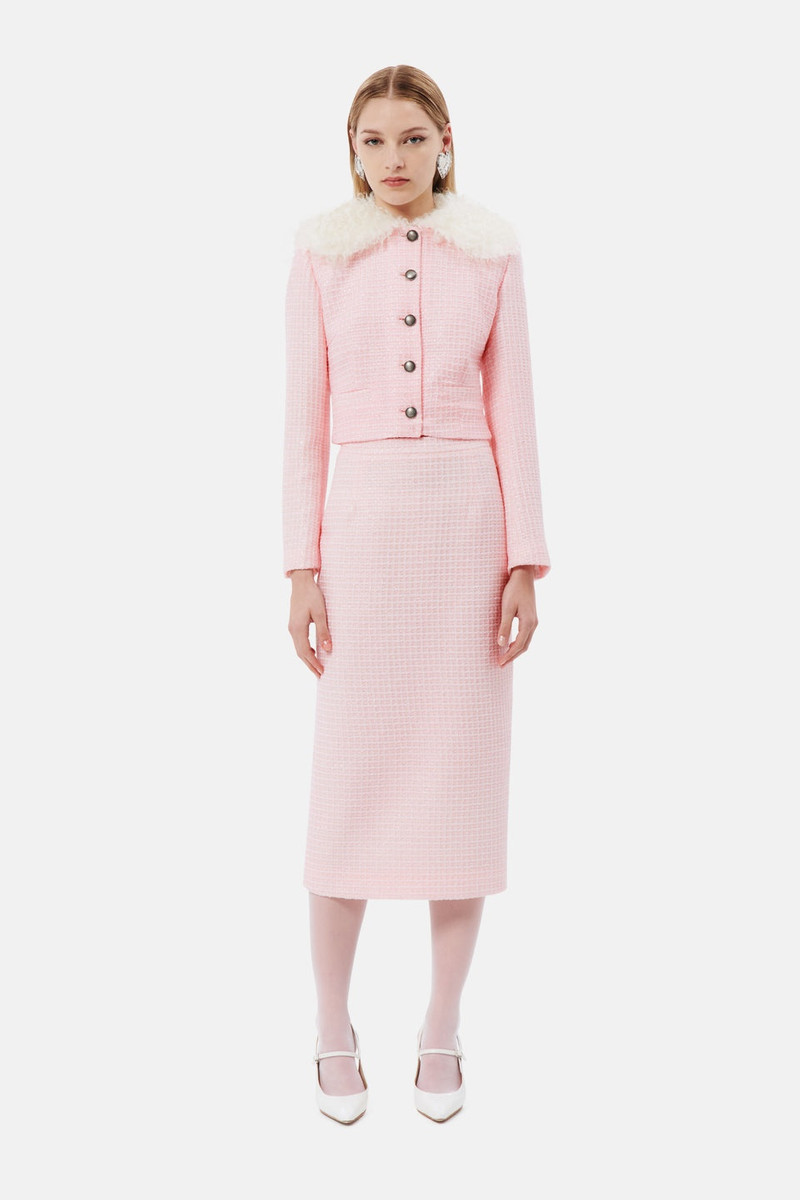 Alessandra Rich SEQUIN CHECKED TWEED MIDI SKIRT outlook