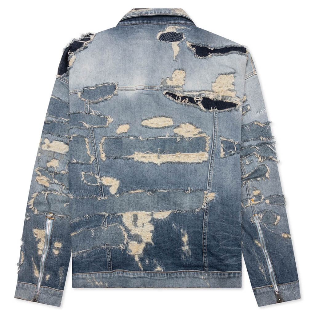 OVERSIZED DENIM RIVET ZIP JACKET - LIGHT BLUE - 2