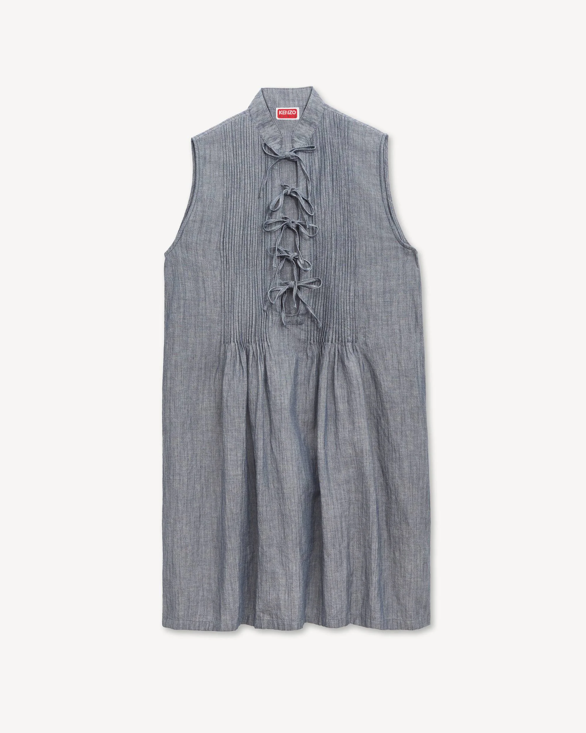Short dress in washed mixed linen denim - 1
