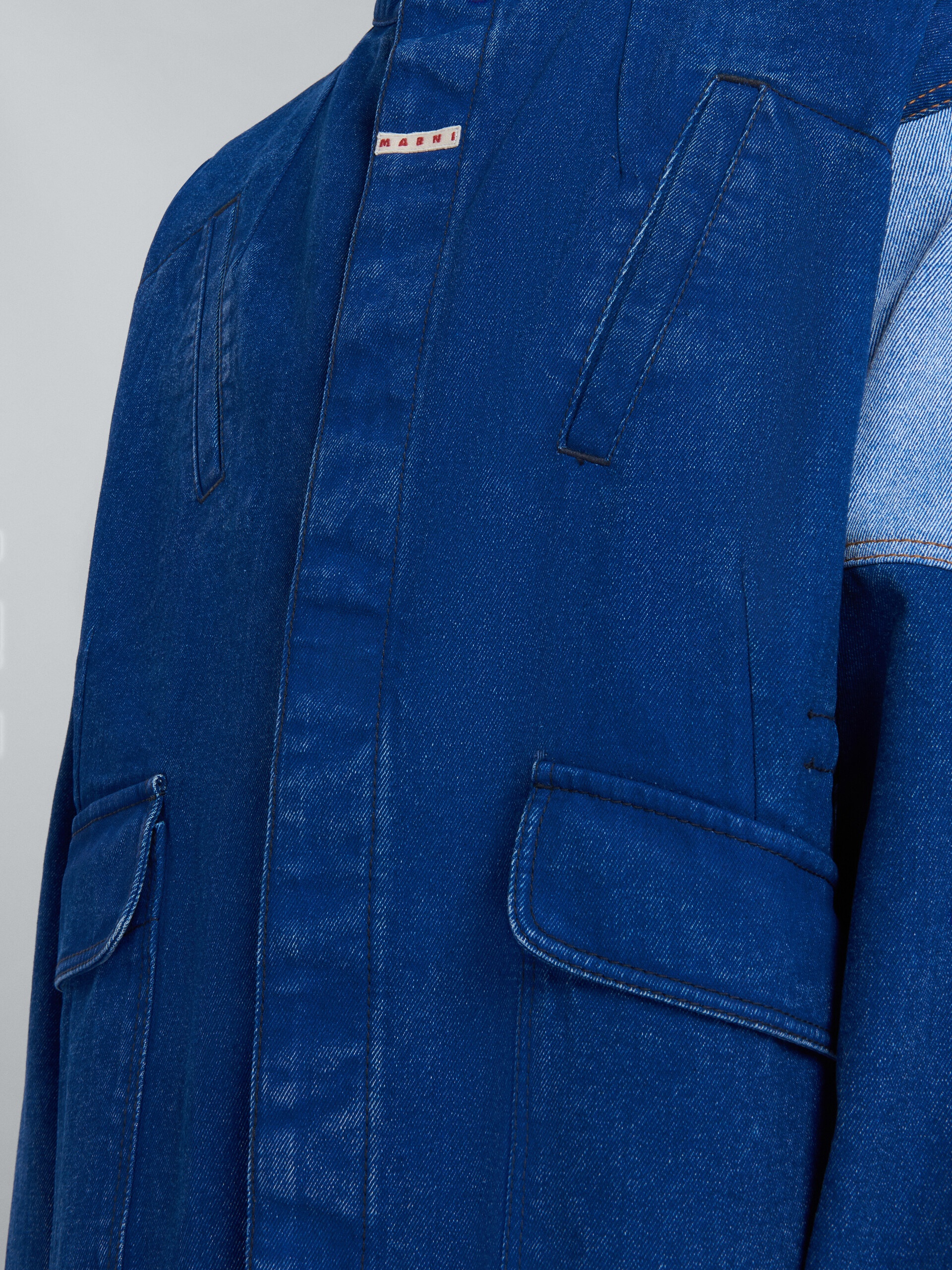 JACKET IN COATED BLUE DENIM - 5