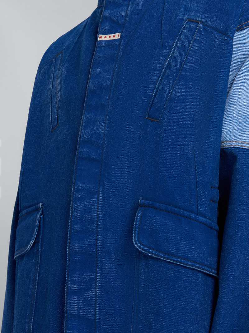JACKET IN COATED BLUE DENIM 5