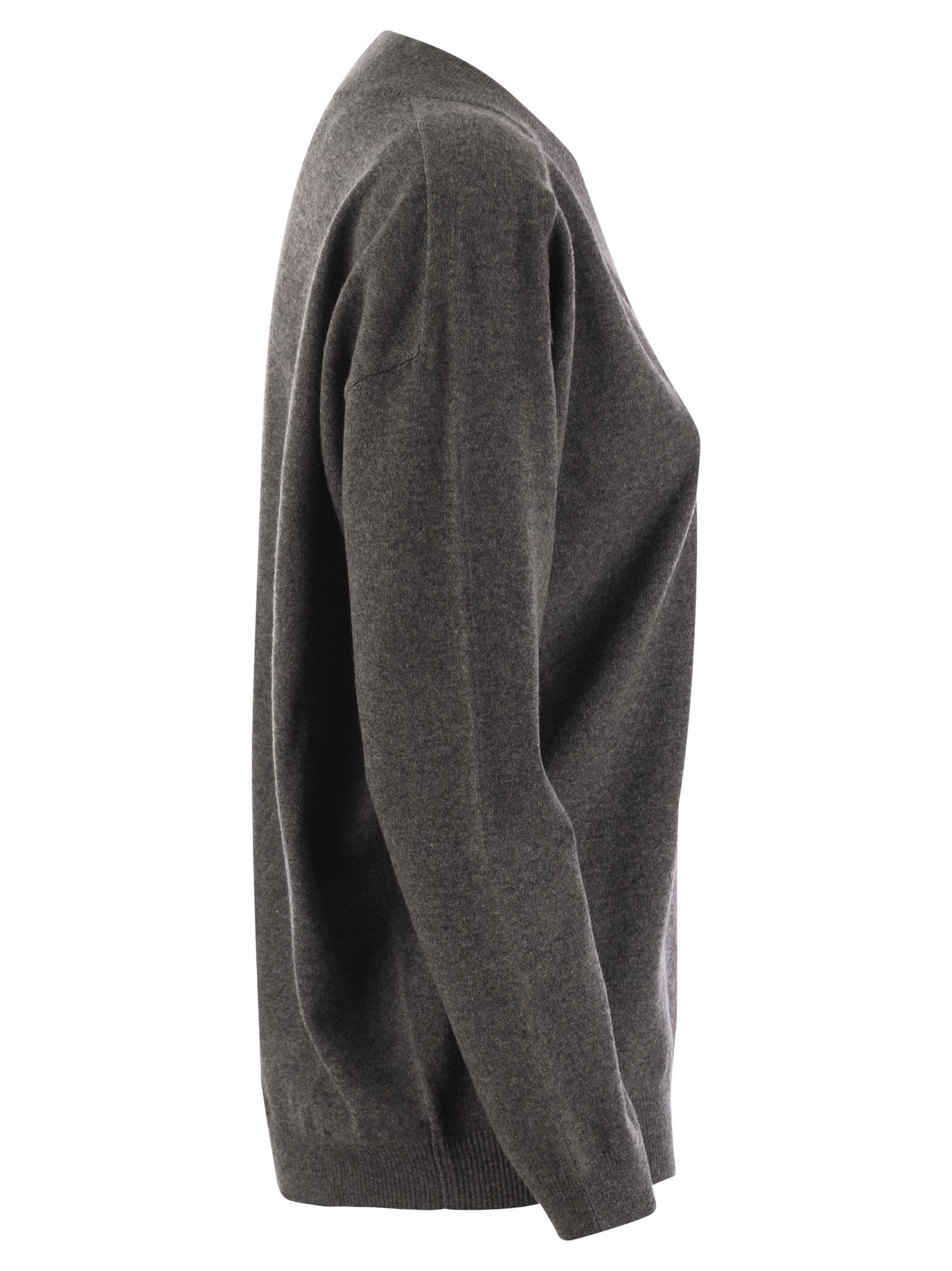 Brunello Cucinelli Women Cashmere Sweater With Shiny Neckline - 3