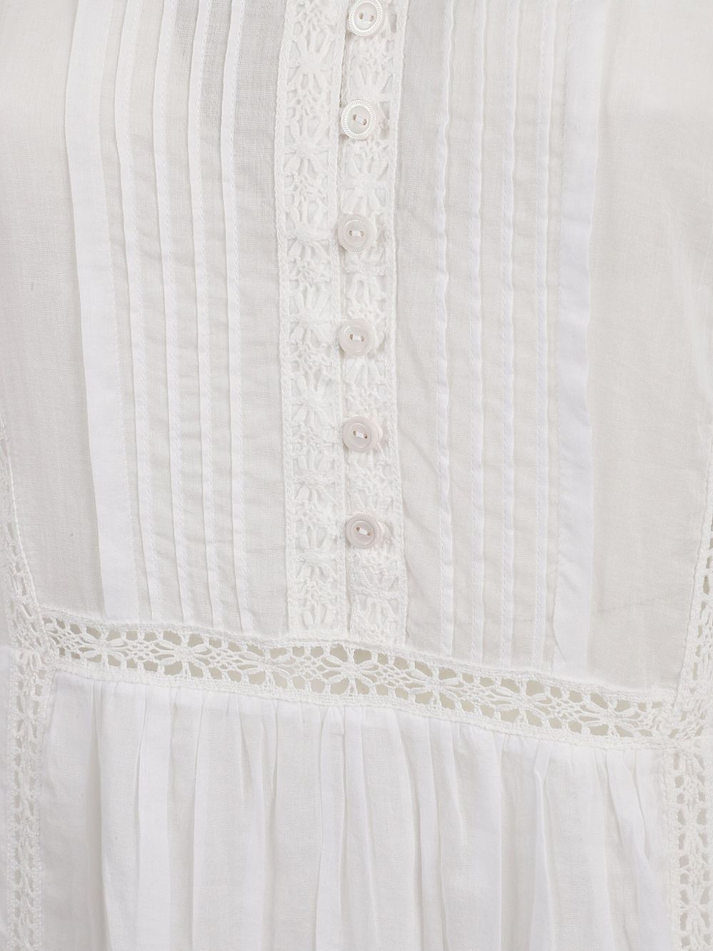 pleated lace-inserts day dress - 3