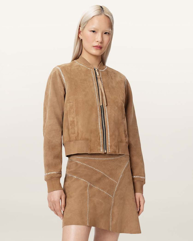 ALLSAINTS ORTEN WHIPSTITCH SUEDE BOMBER JACKET outlook