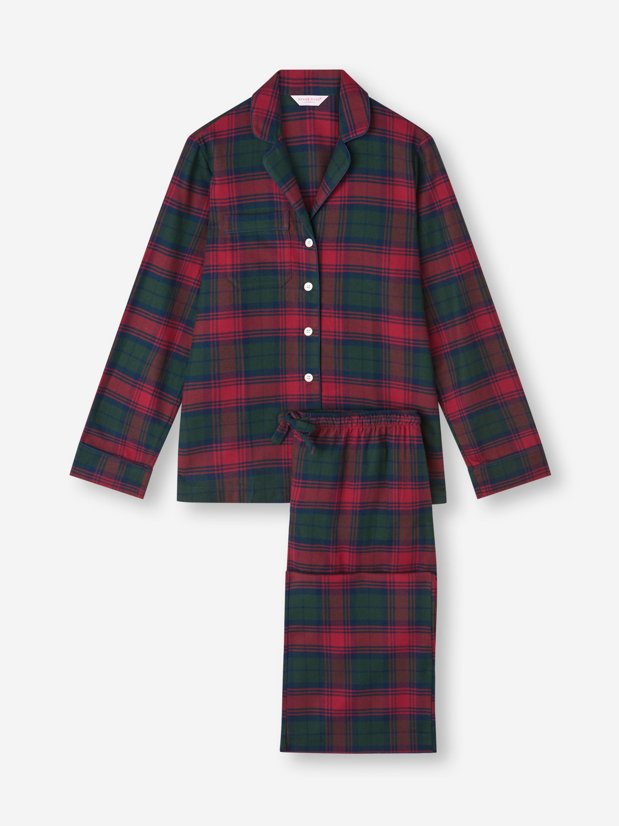 Women's Pajamas Kelburn Brushed Cotton Burgundy Red & Green Check - 2