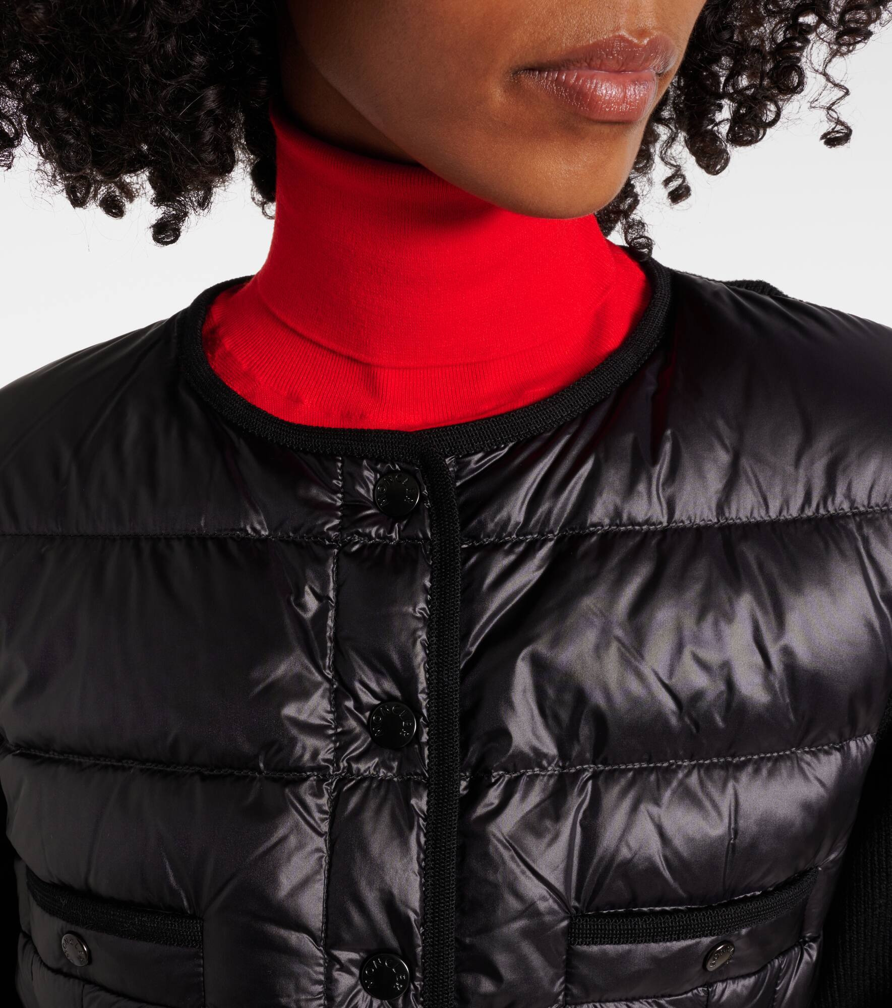 Down-paneled virgin wool cardigan - 5