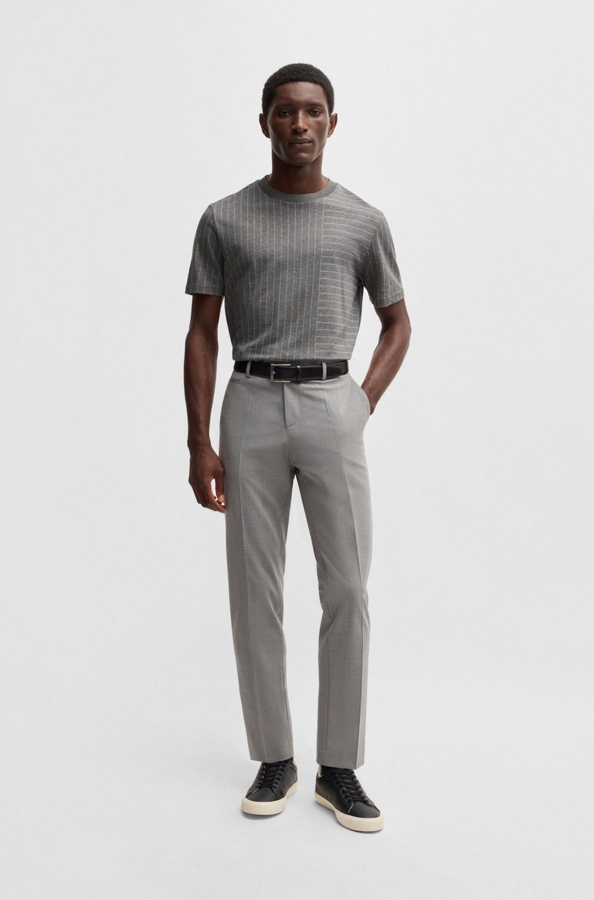 MERCERIZED-COTTON T-SHIRT WITH MIXED STRIPES - 4