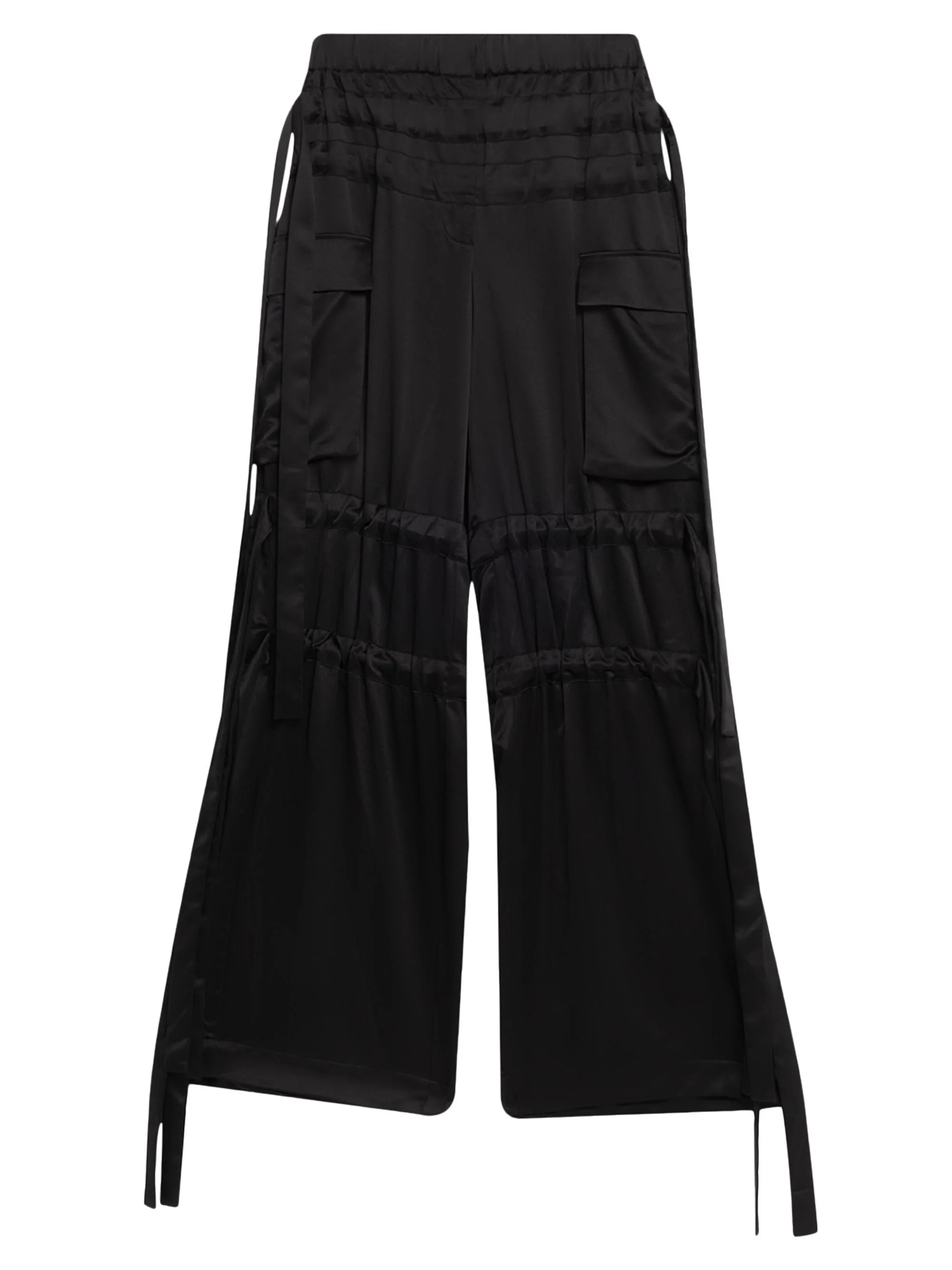 Women's Odin Satin Cargo Trousers - Black - 1