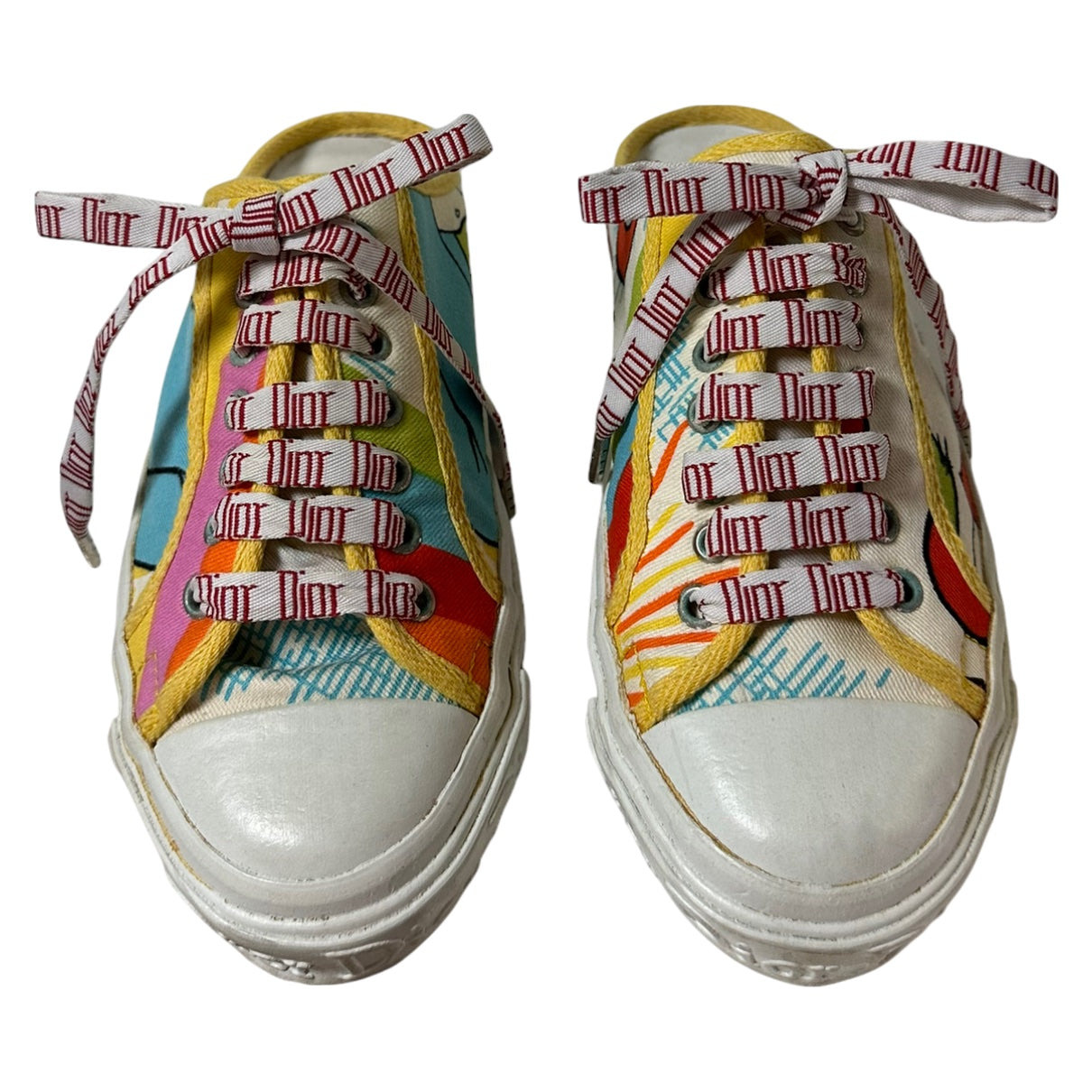 CHRISTIAN DIOR Spring Summer 2002 Cartoon Print Canvas Mule Sneakers - 2