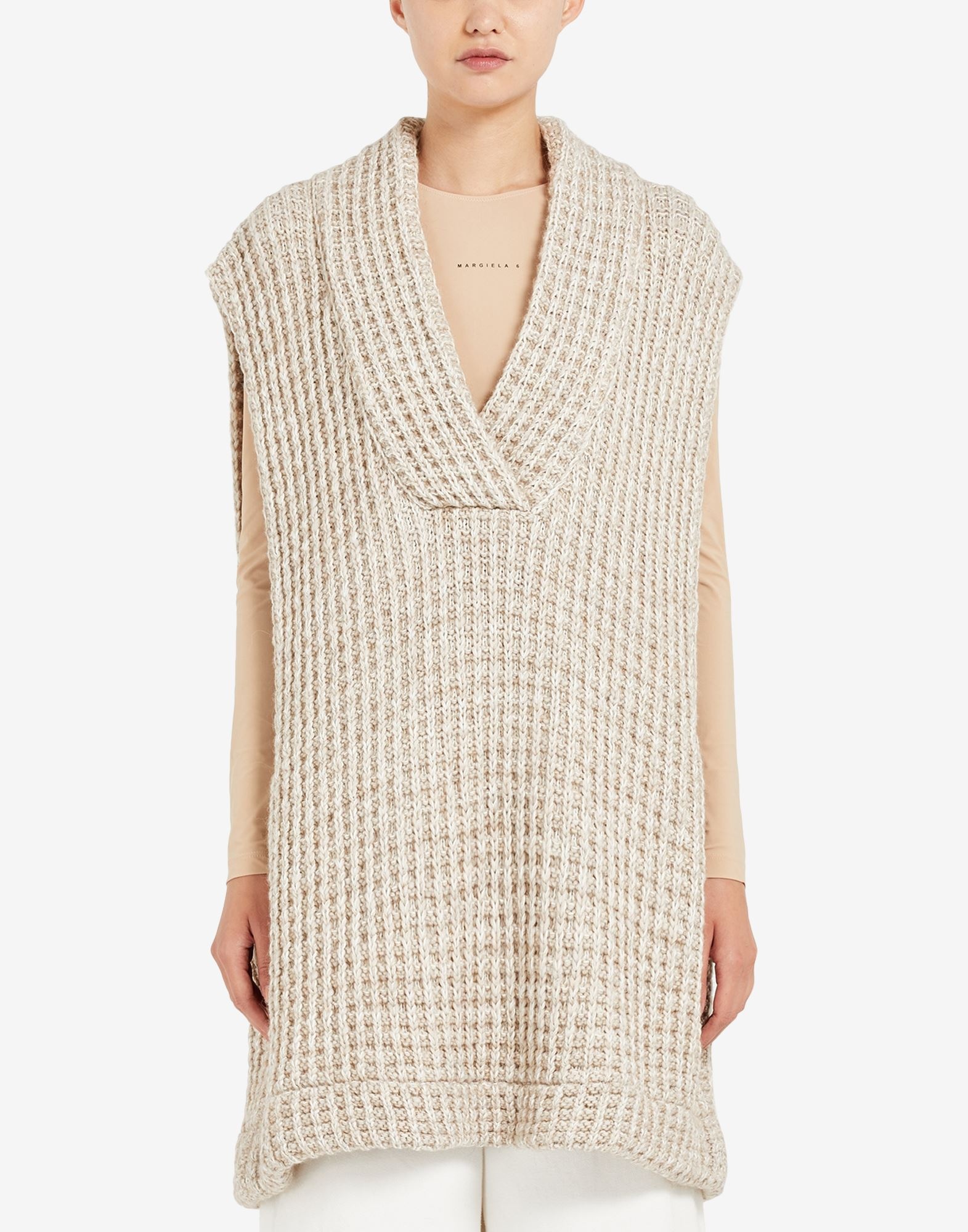 Waffle knit sleeveless sweater - 5