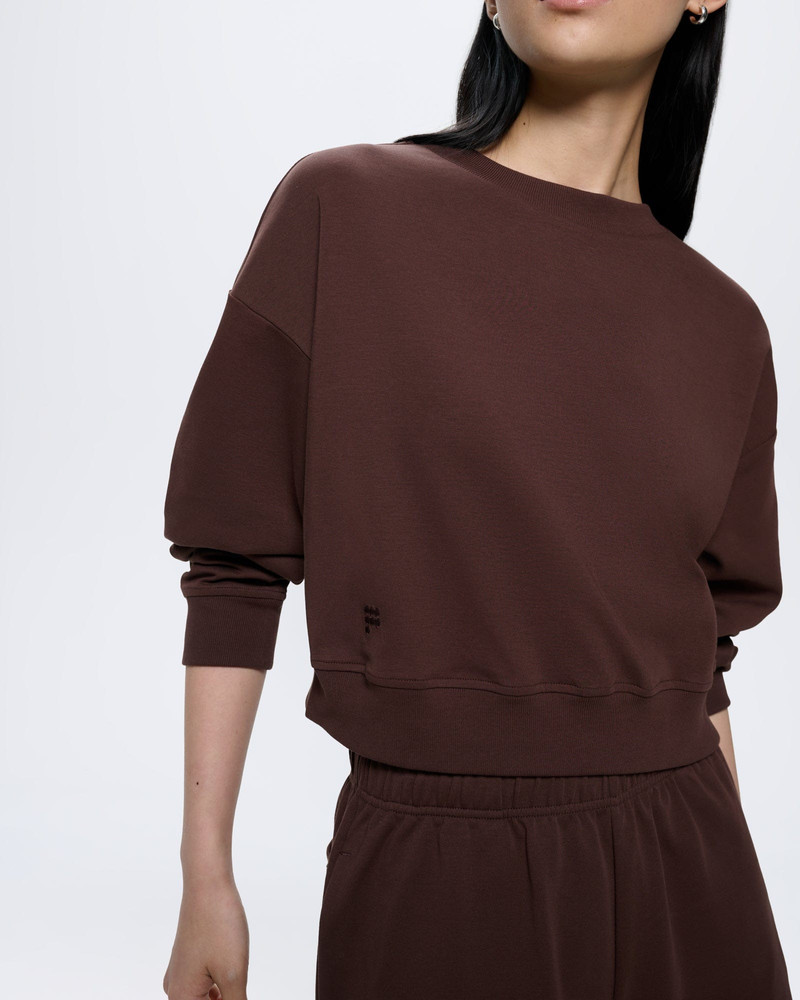 Womens Cropped Sweatshirt - Mahogany Brown 4