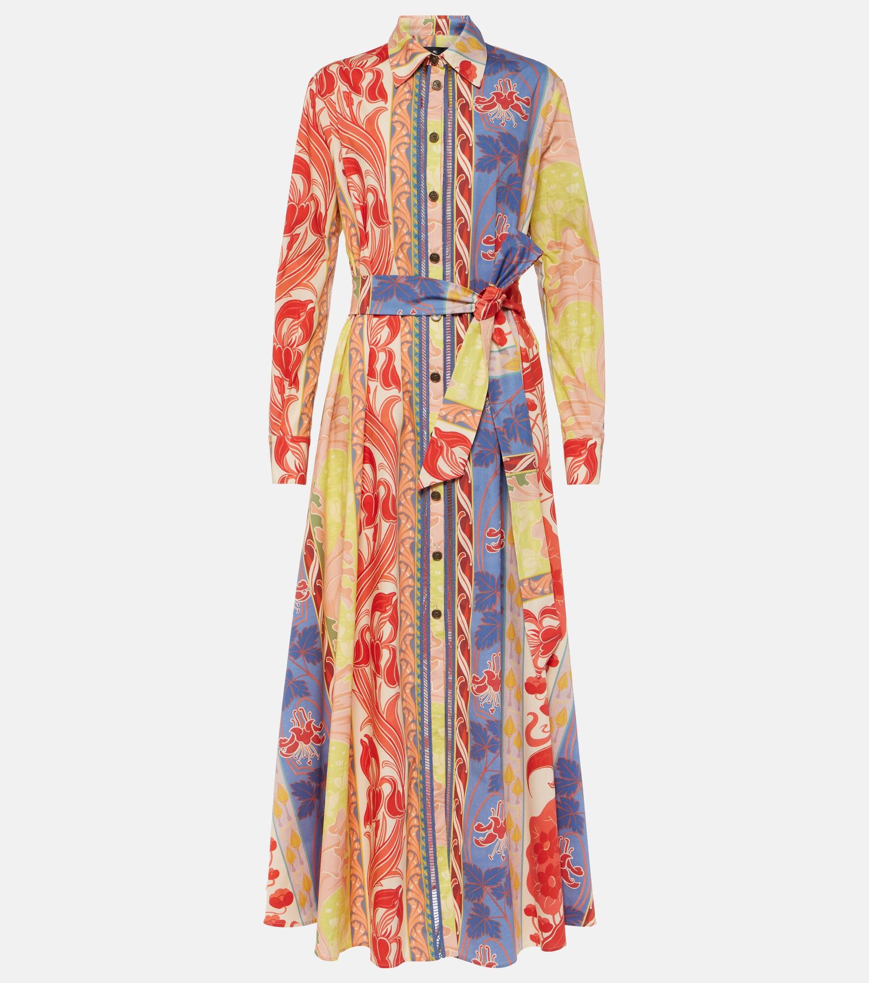 Printed cotton-blend shirt dress - 1