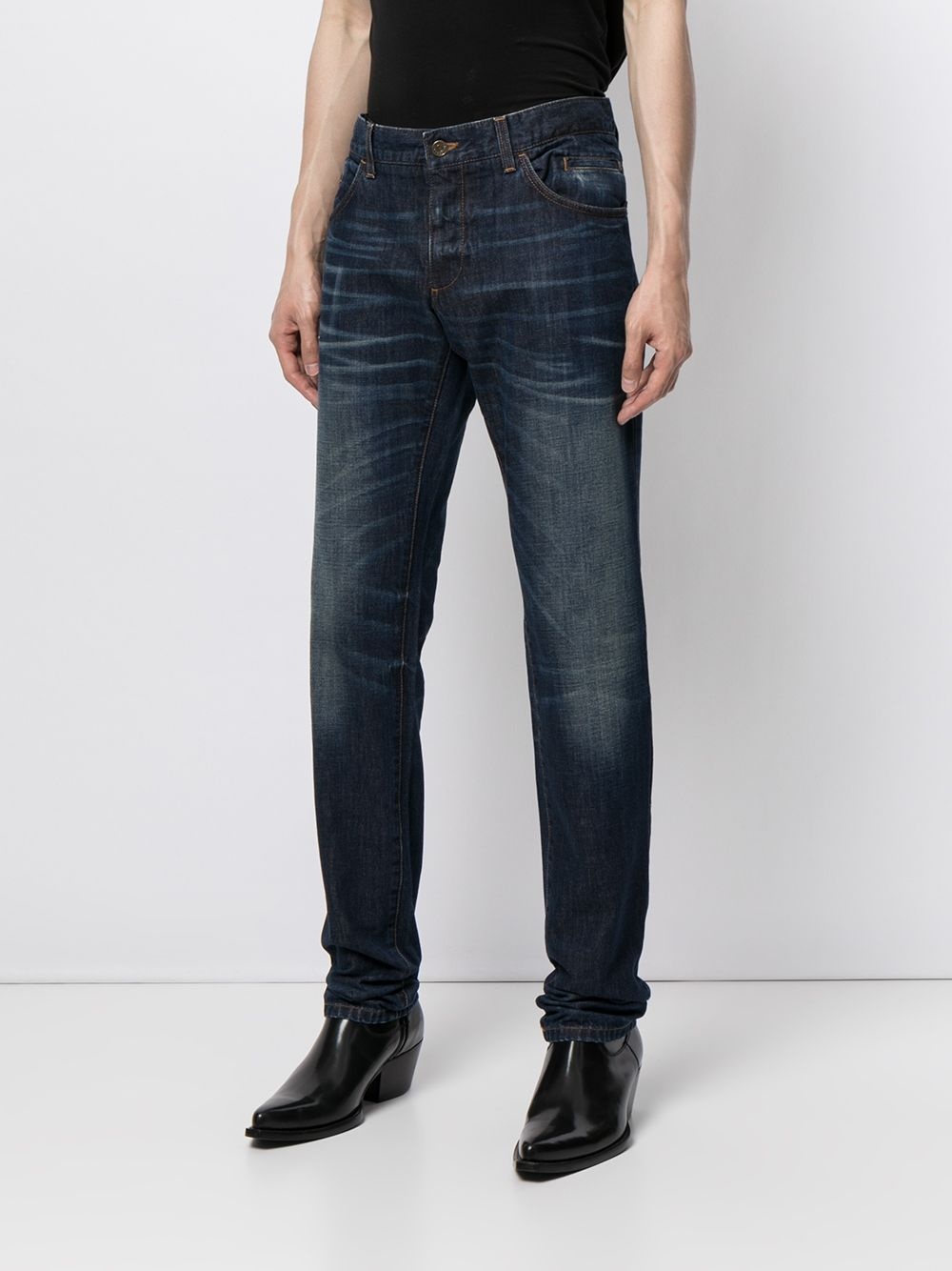 bleach-effect regular-fit jeans - 3