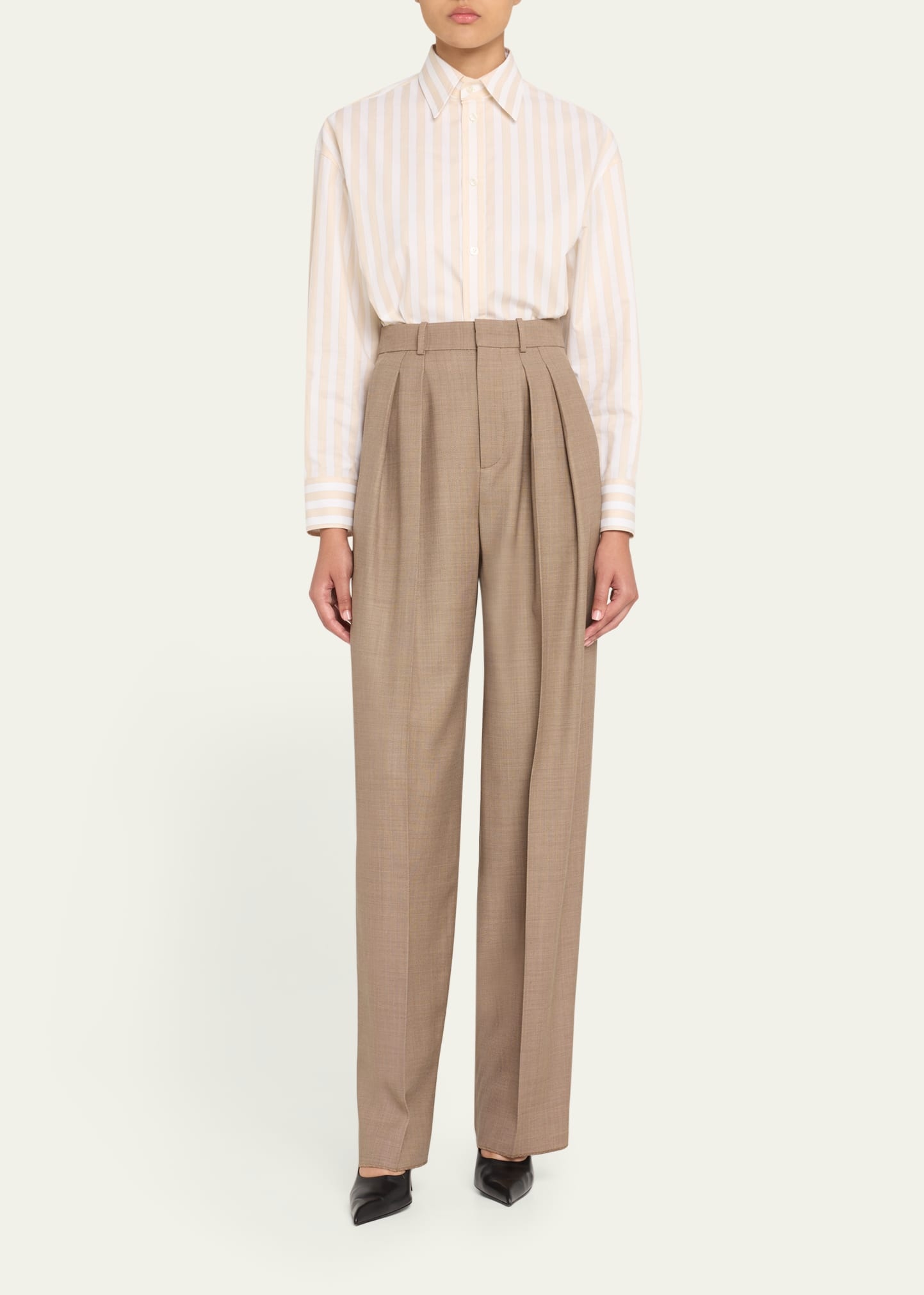 Long-Sleeve Stripe Button-Down Blouse - 2