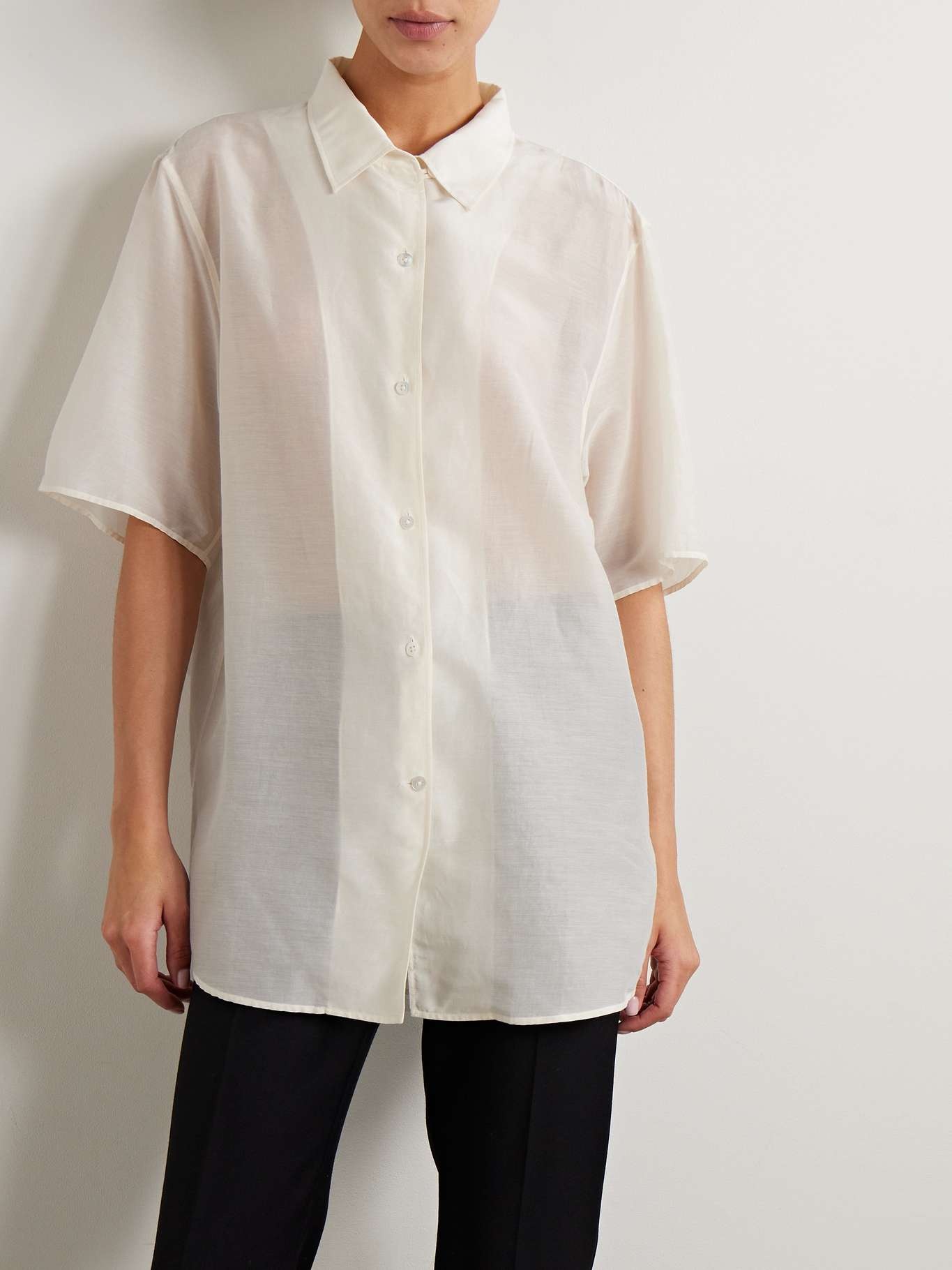 Vale oversized cotton-voile shirt - 3