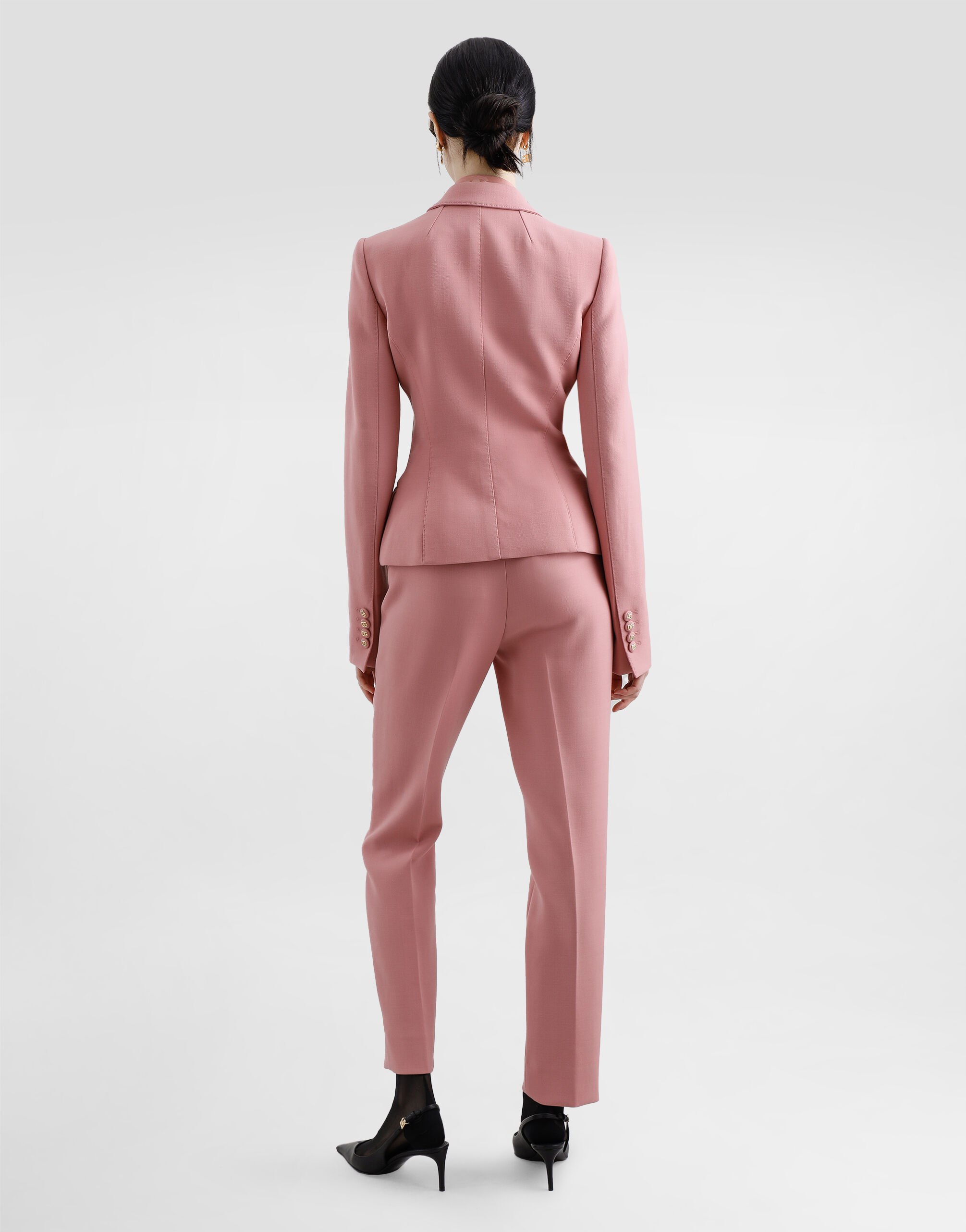 Single-breasted wool crepe Dolce jacket - 3