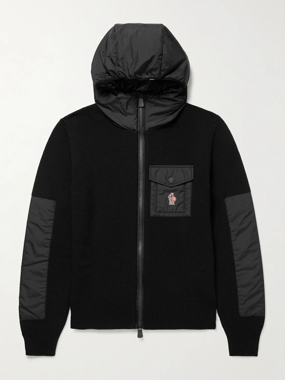 Logo-Appliquéd Shell-Trimmed Wool-Blend Zip-Up Hoodie - 1