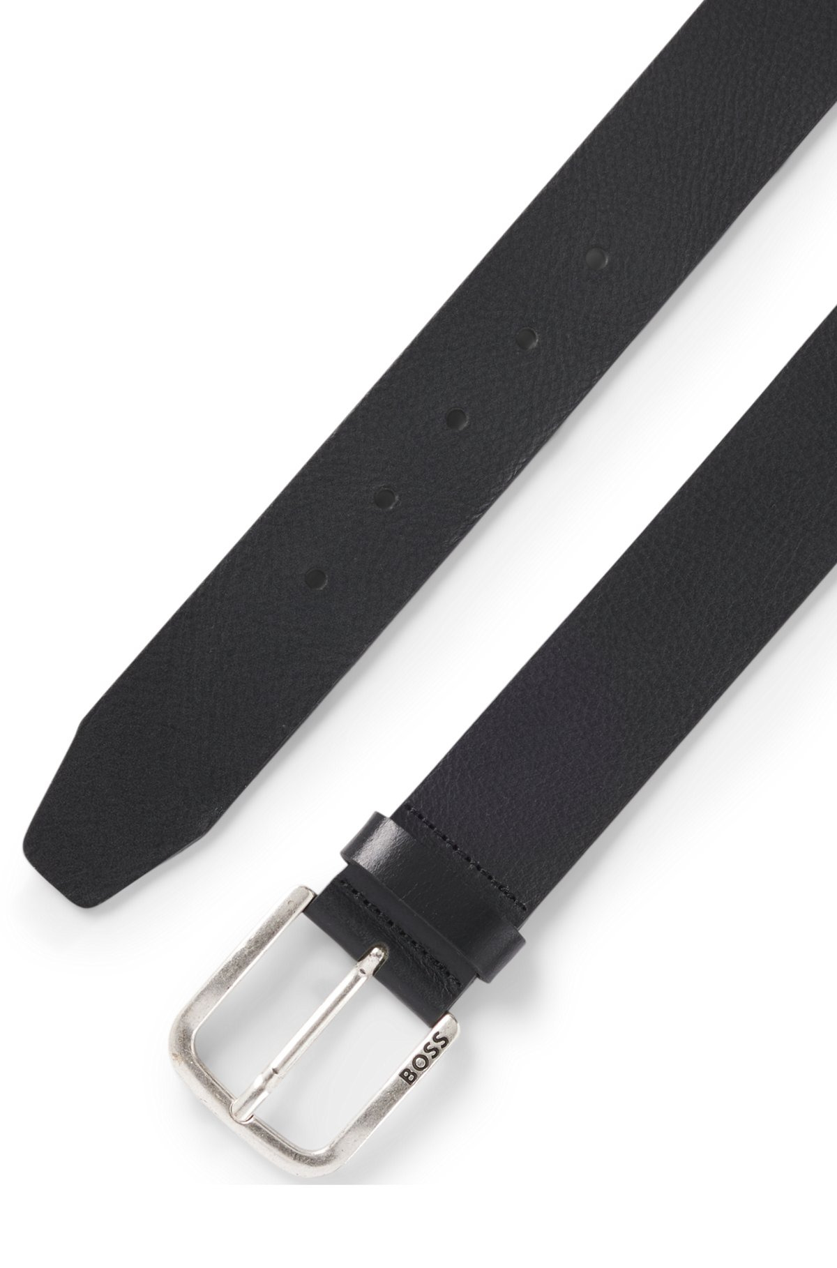 BUFFALO-LEATHER BELT WITH BRANDED PIN BUCKLE - 3