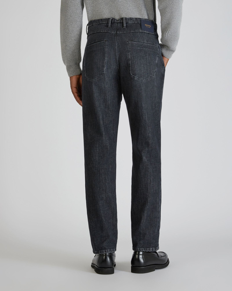 Tapered fit tailored trousers in cotton denim 3