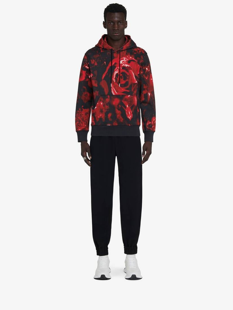 Men's Wax Flower Hooded Sweatshirt in Black/red 3