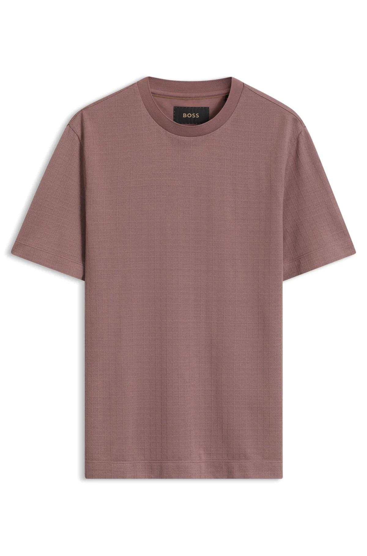 WINDOWPANE-CHECK T-SHIRT IN A COTTON-AND-SILK BLEND - 1