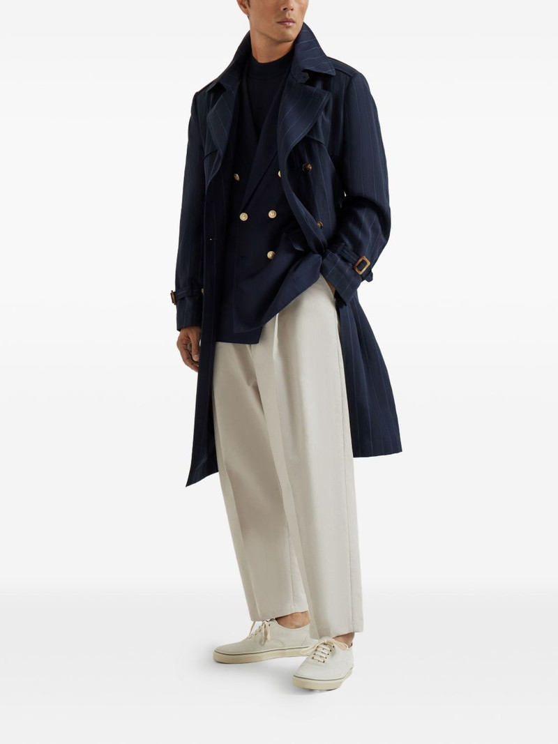 Brunello Cucinelli striped trench coat outlook