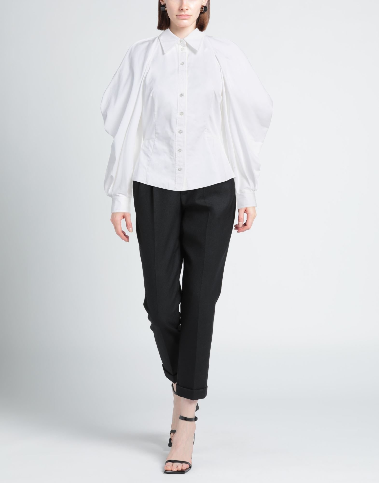 White Women's Solid Color Shirts & Blouses - 2