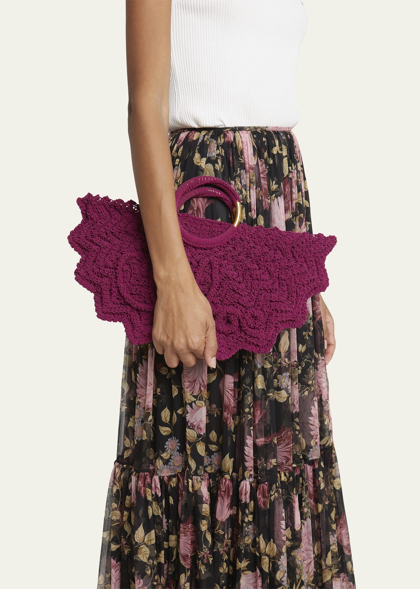 Passementerie Crochet Top-Handle Bag in Fabric - 2