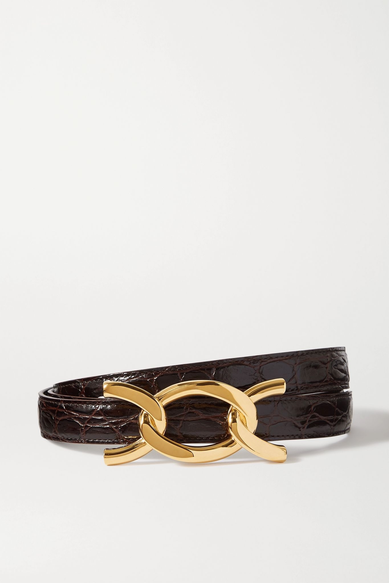 Croc-effect leather belt - 1