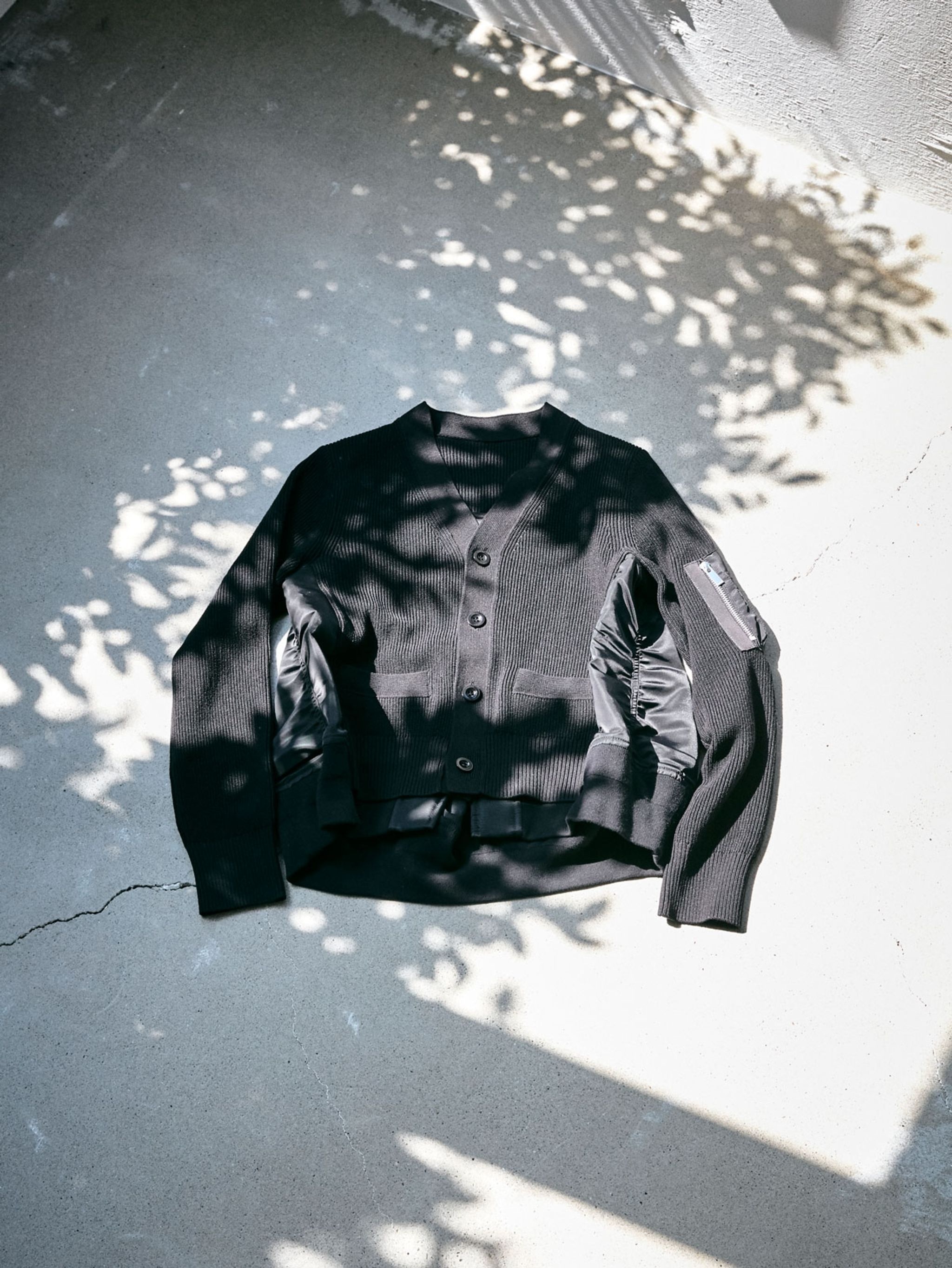 Nylon Twill x Knit Cardigan - 2